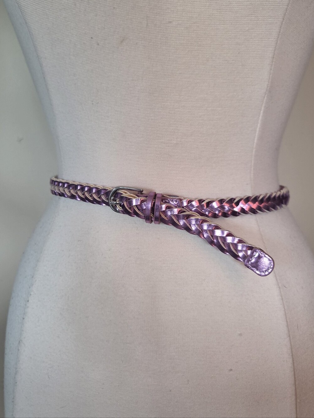 Shiny Braided Faux Leather Belt